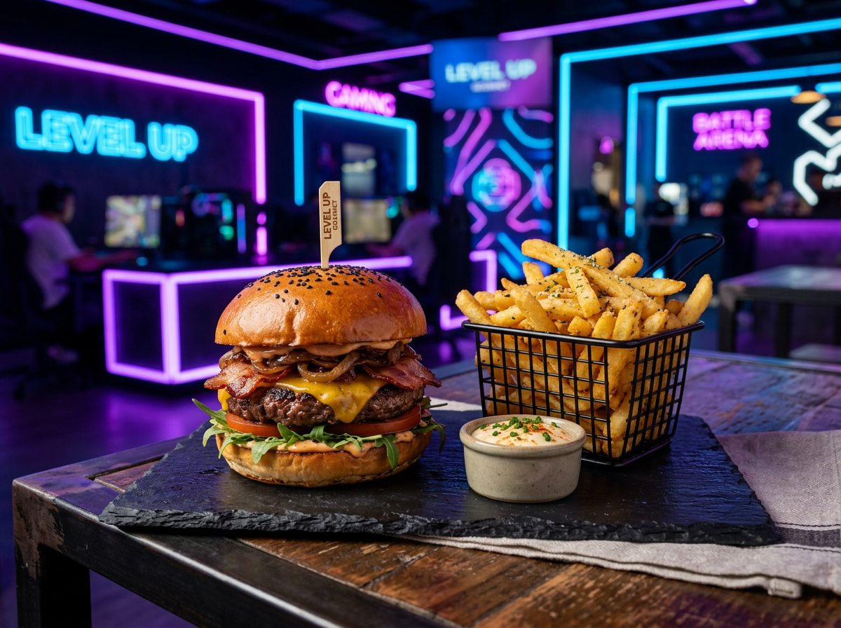 Welqari Signature Burger with crispy fries
