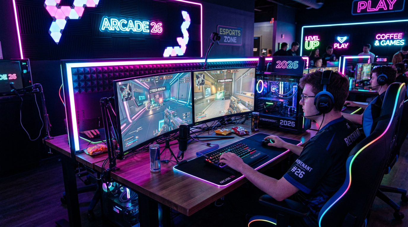 High-end games PC setup at Welqari cafe